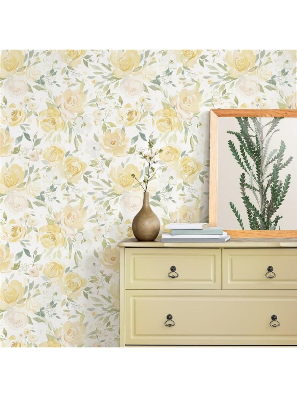 Boho Yellow Floral Peel and Stick Wallpaper | Removable Wall Decor for Home